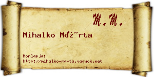 Mihalko Márta névjegykártya
